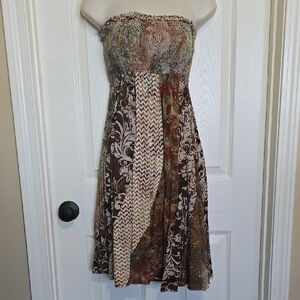 Chic Strapless Patchwork Dress